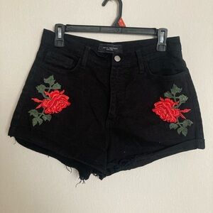Large Vibrant Black Rose Shorts